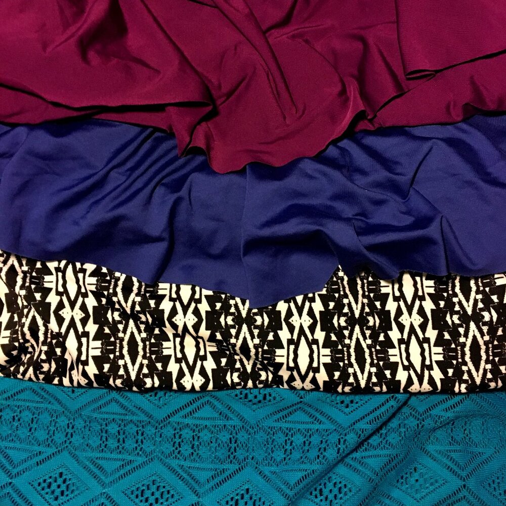 Tankini Top Bundle of 4 Purple Teal Blue Black and White Various Brands